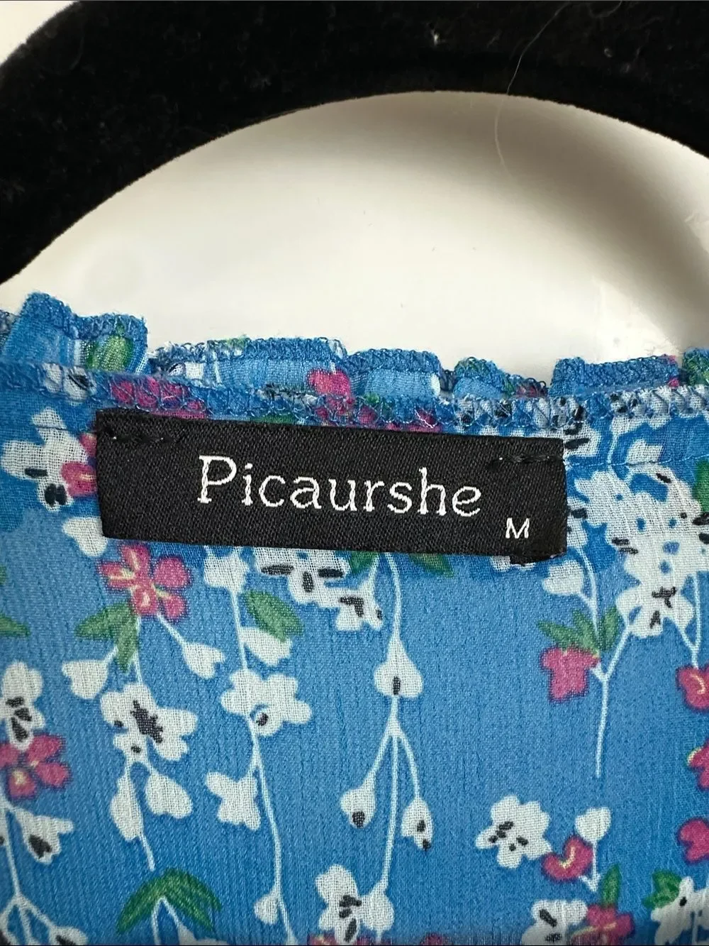 Picaurshe Blue Floral V-Neck Midi Dress